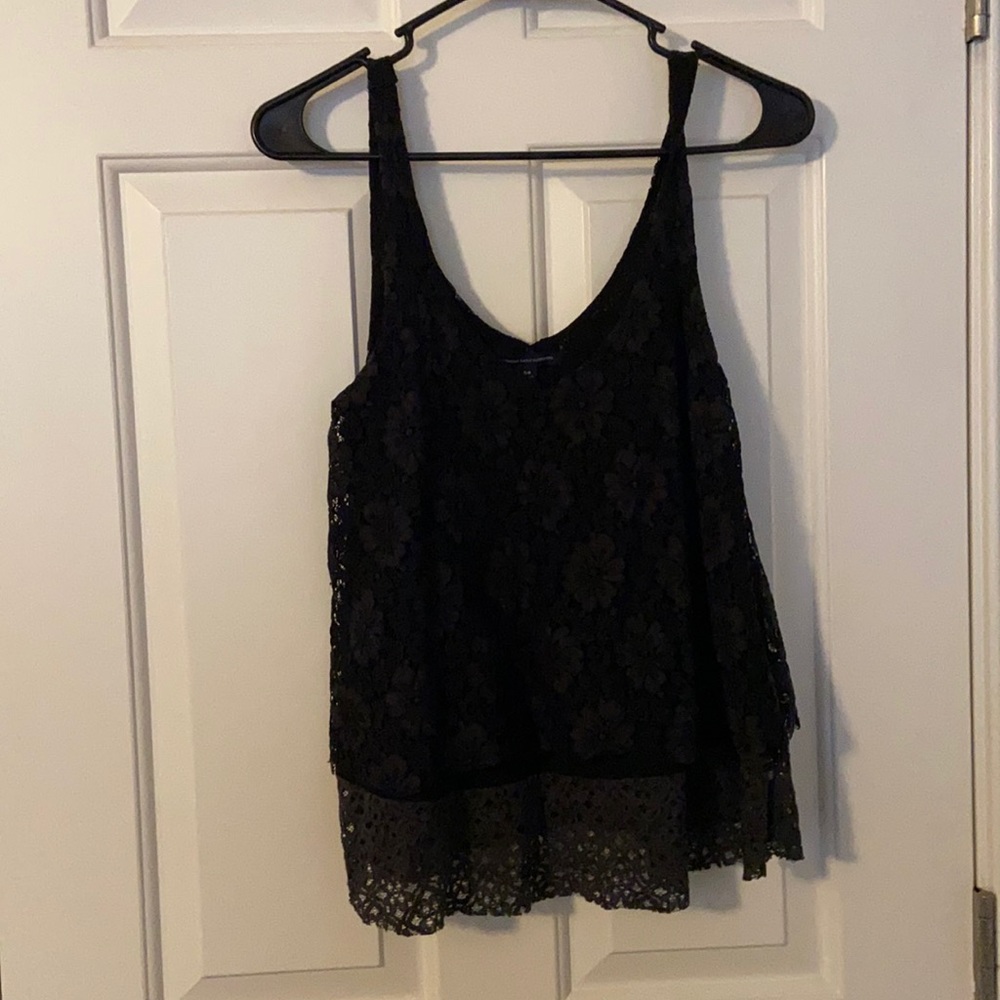 Black & Gray Lace Tank Top, American Eagle size S